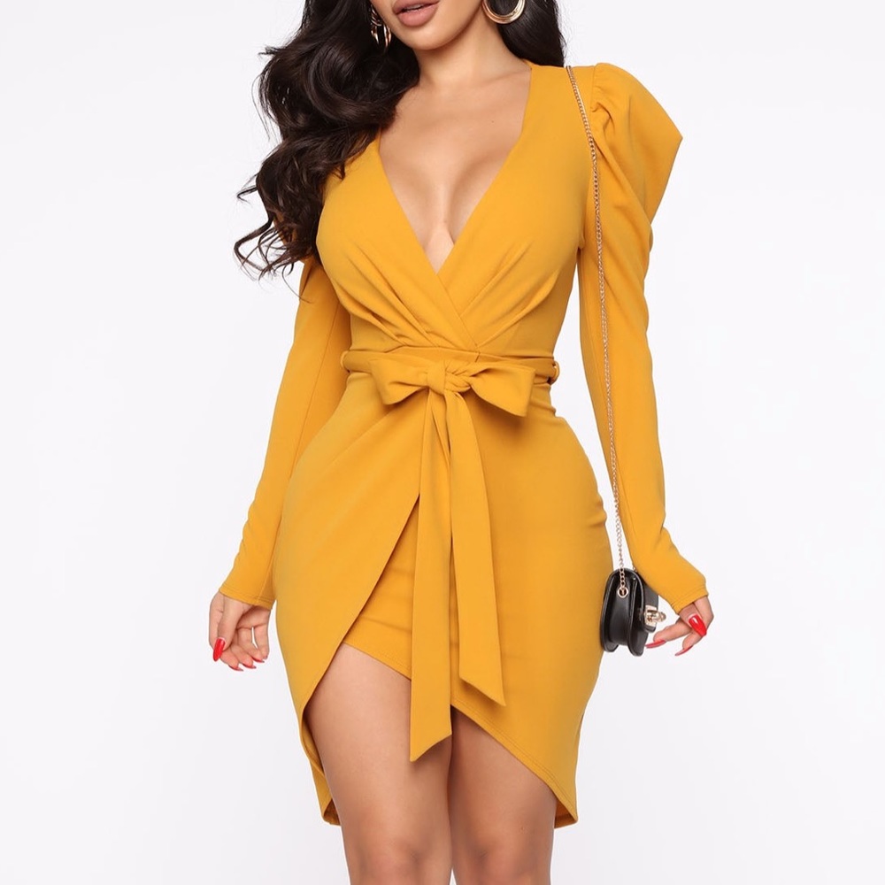 Mustard mini dress